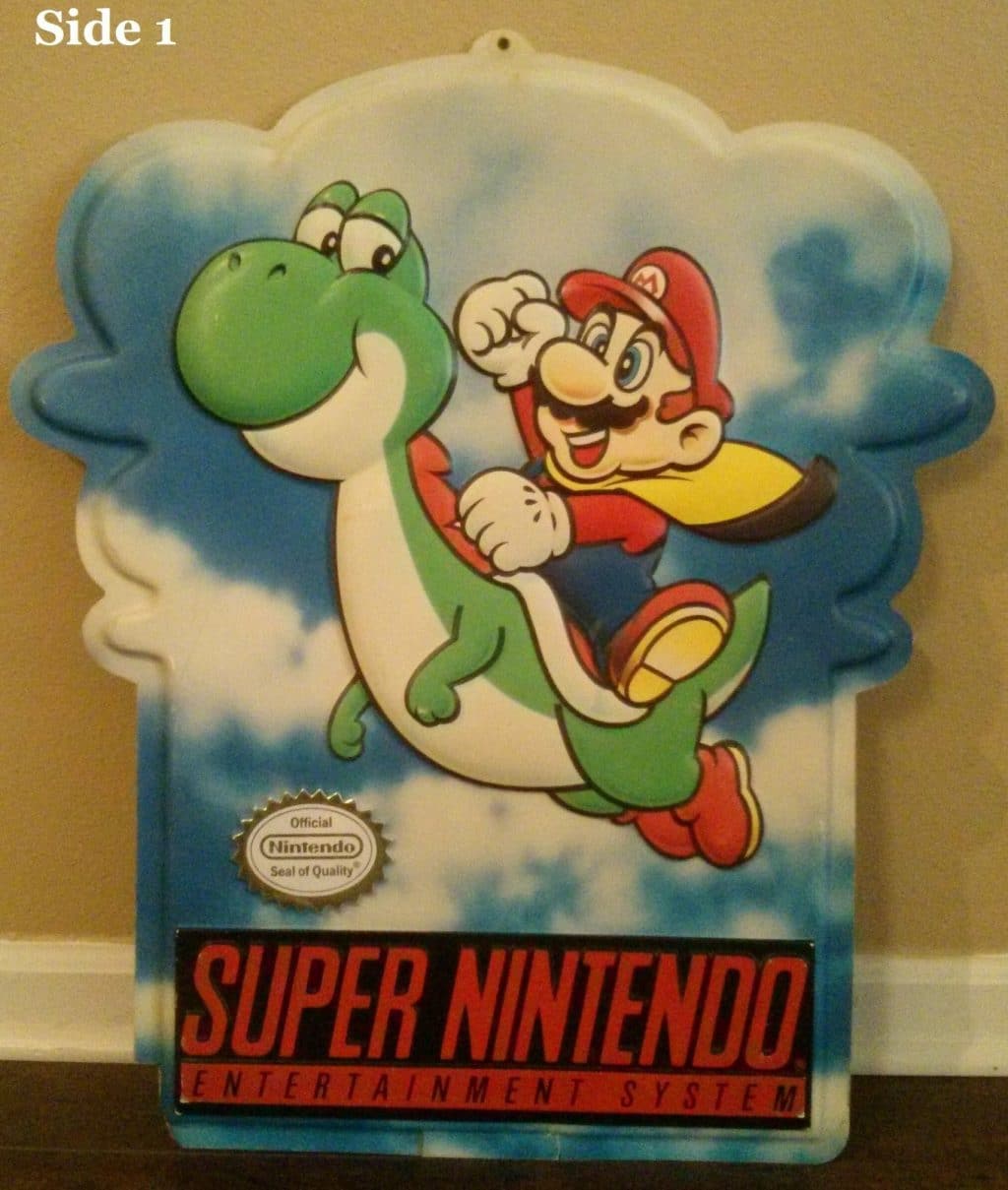 RARE-VINTAGE-Mario-Riding-Yoshi-2-Sided-Store-Display-Sign-Super-Nintendo-SNE.jpg